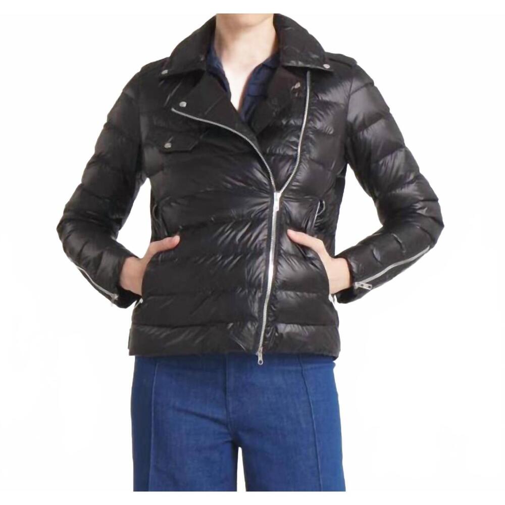 NEW COTES OF LONDON silverstone down motorcycle jacket in midnight black